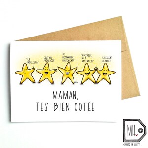 Carte française - Fête des mères - carte fête des mères - carte pour maman - carte maman - maman - mère - mère - cinq étoiles - bien cotée
