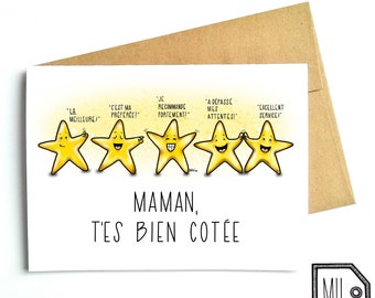 French card - Mothers day - mothers day card - card for mom - mom card - maman - mother - mère - five stars - bien cotée