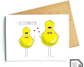 French card - fathers day - fathers day card - card for dad - dad card - fathers card - dad - father - food cards - ça c'est mon pear