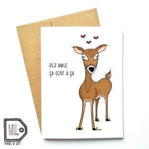 French card - love card - friend card - encouragement card - just because card - deer card - deer illustration