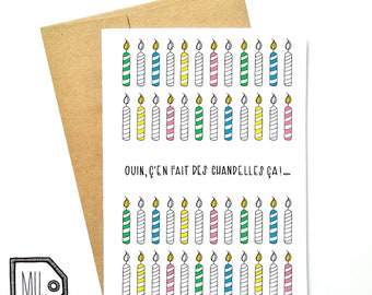 French card - birthday card - funny birthday card - Happy birthday card - funny card - birthday candles - chandelles de fête