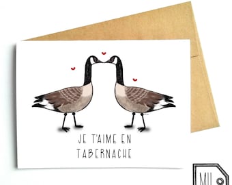 French card - love card - anniversary card - Valentines card - friend card - just because card - goose card - goose illustration - bernache