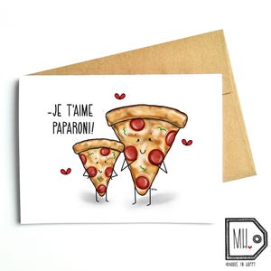 Carte française - fête des pères - carte de fête des pères - carte pour papa - carte de papa - carte de pères - cartes de papa drôles cartes de nourriture - amateur de pizza - paparoni
