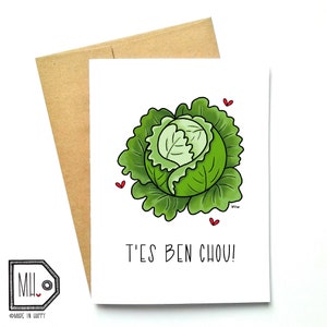 French card - love card - Valentines card - Anniversary card - funny card - girlfriend card - boyfriend card - food card - t'es ben chou