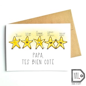 Carte française - fête des pères - carte fête des pères - carte pour papa - carte des pères - papa - fête des pères - père - papa - cinq étoiles - bien coté