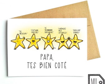 French card - fathers day - fathers day card - card for dad - fathers card - dad - father - dad day - père - papa - five stars - bien coté