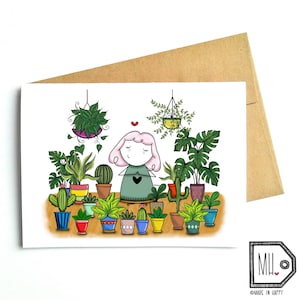Plant lady - just because card - friend card - plant lover - succulent lover - dame aux plantes -plant illustration - succulent illustration