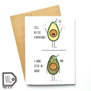 Carte française - carte d'anniversaire - carte d'anniversaire drôle - carte de joyeux anniversaire - carte drôle - carte de nourriture - carte d'avocat - illustration d'avocat
