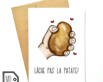 French card - friend card - encouragement card - just because card - support card - motivation card - potato card - potato illustration