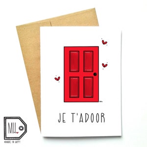 French card - love card - Valentines card - Anniversary card - funny card - girlfriend card - boyfriend card - je t'aime - je t'adoor