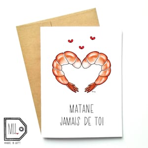 French card - love card - anniversary card - Valentines card - friend card - just because card - shrimp card - shrimp art - shrimp love