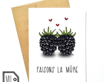 French card - love card - Valentines card - Anniversary card - funny card - girlfriend card - boyfriend card - food card - faisons la mûre