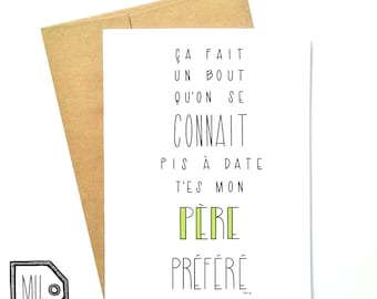 Carte française - fête des pères - carte fête des pères - carte pour papa - carte papa - carte des pères - papa - fête des pères - fête des pères - père préféré