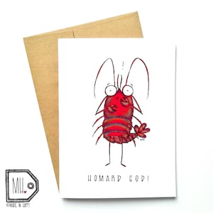 French card - lobster card - omg card - just because card -funny card -  friend card - lobster - lobster illustration - homard god