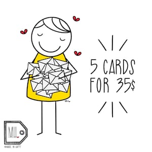 Lot de 5 cartes pour 35 cartes de voeux