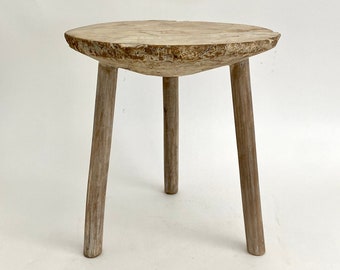 Rustic Salvaged Wood Wheel Side Table