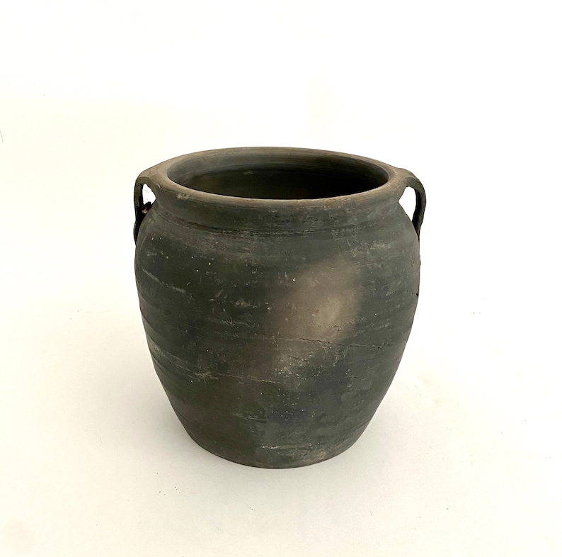Petit récipient en poterie rustique gris noir image 3