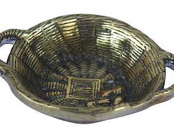 English Vintage Petite Brass Basket Catchall Ring Holder