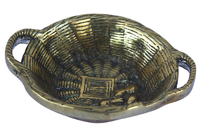 English Vintage Petite Brass Basket Catchall Ring Holder image 1