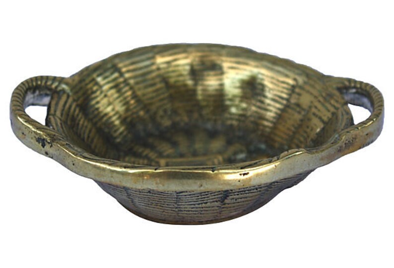 English Vintage Petite Brass Basket Catchall Ring Holder image 3