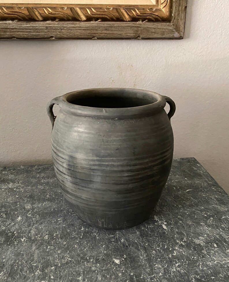 Vintage Black Gray Pottery Jugs Pots Vases B