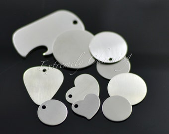 10pc Sample Pack - Stainless Steel Stamping Blanks - 18G - Brushed Finish