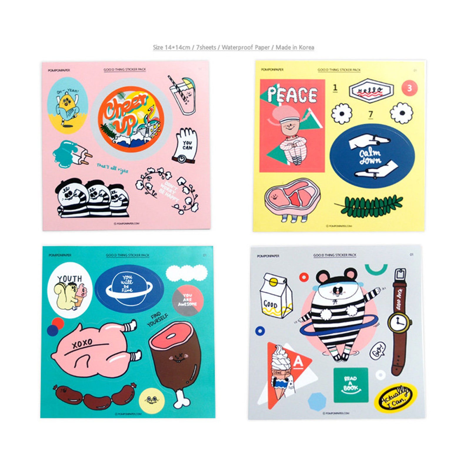 7 Sheets Scrapbook Decor Stickers Decals Illustration Etsy