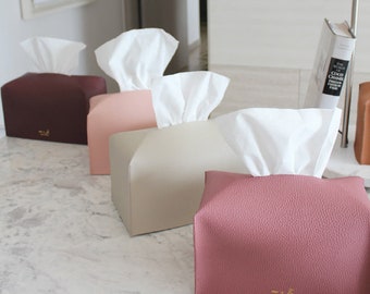Dry Rose Urethane Leather Tissue Box Cover