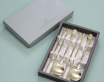 Korean Chopsticks Spoon Set /   Metal Chopsticks / STAINLESS STEEL / Sujeo / chopstick box set / korean chopsticks Silver Gold