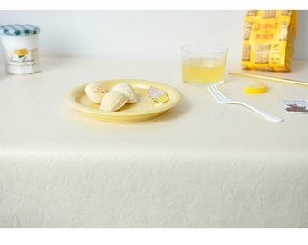 Cream Yellow Waterproof Cotton Fabric – TPU Coated Melange, 61" Wide