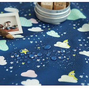 Waterproof Fabrics PU coated waterproof vinyl fabric by the yard  wide 150 cm_Moon & Cloud_CH978044