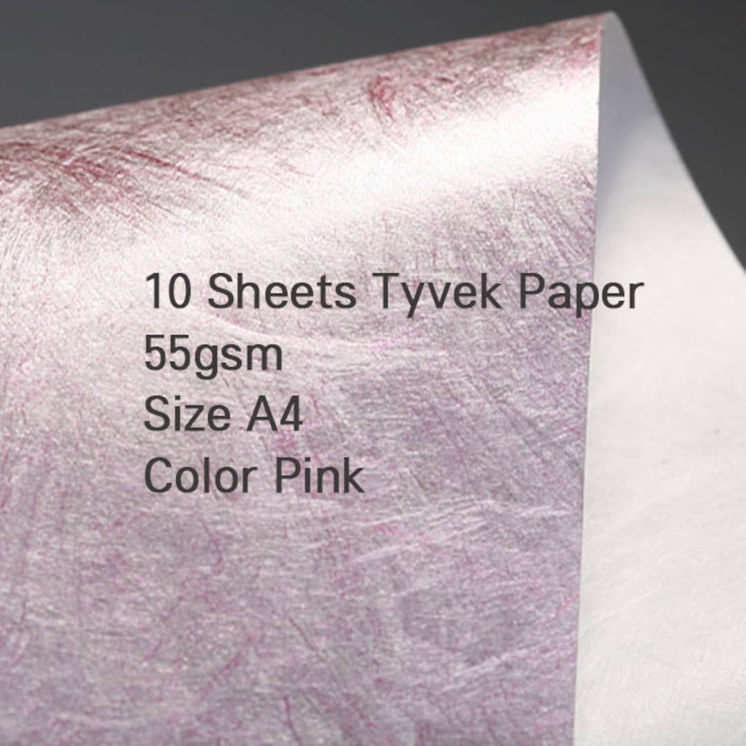 Tyvek Sheet 55gsm Tyvek Color Papers Pack of 10/30/50/100 Sheets Tyvek Paper Size A4 Pink Color