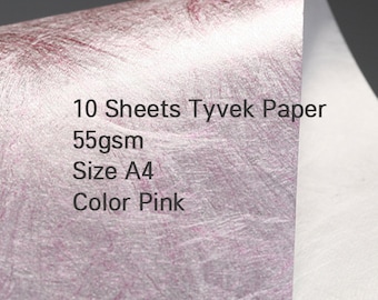 Tyvek sheet 55gsm Tyvek color papers- Pack of 10/30/50/100 sheets Tyvek Paper Size A4 Pink Color