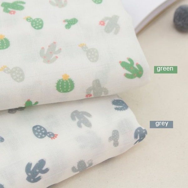 Cotton Double Gauze Fabric Muslin Baby by the Yard Korean gauze fabrics wide 55" _Cactus CH978512