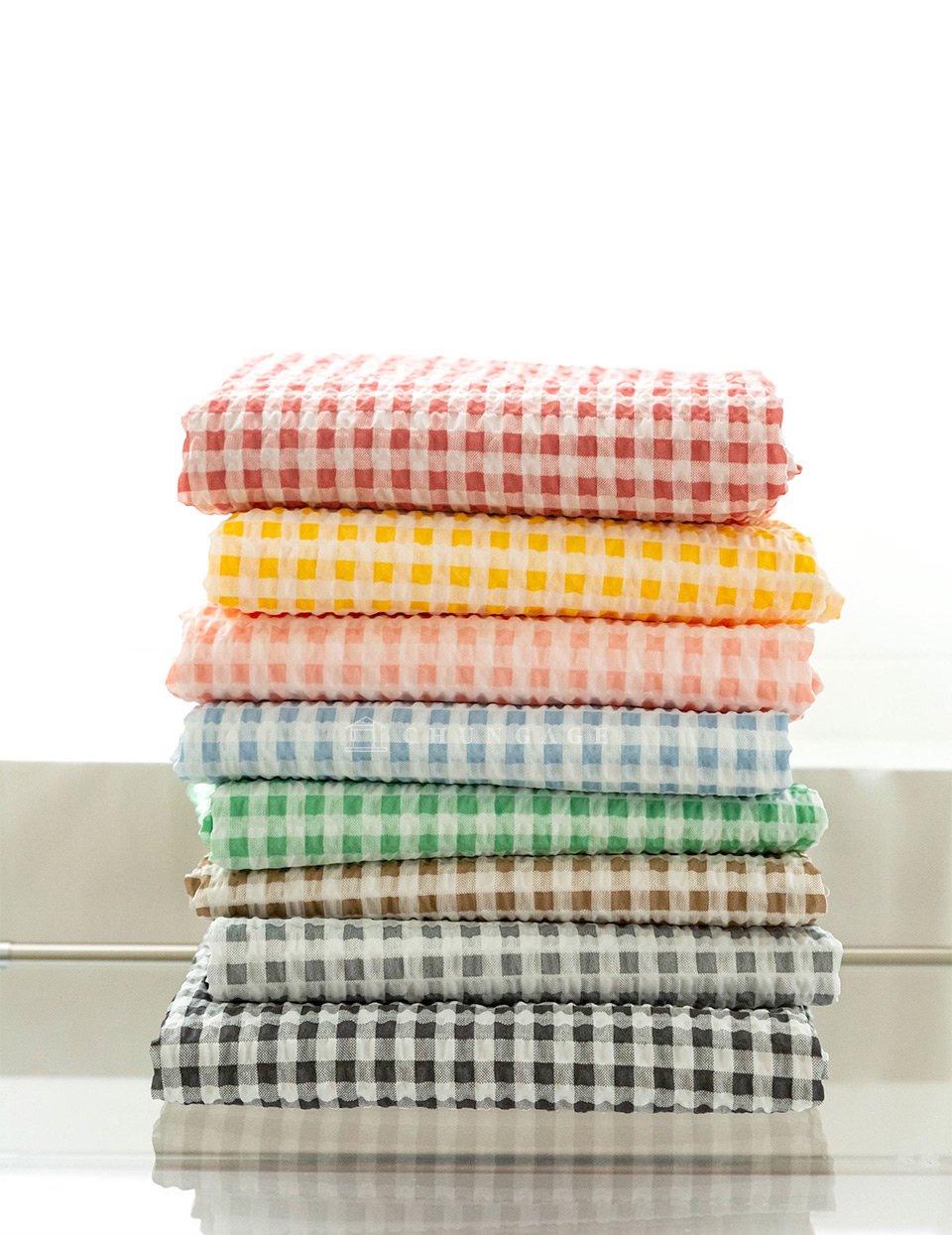 シアサッカーチェック生地 - 綿100%リップル織り、ワイド幅 - Etsy 日本