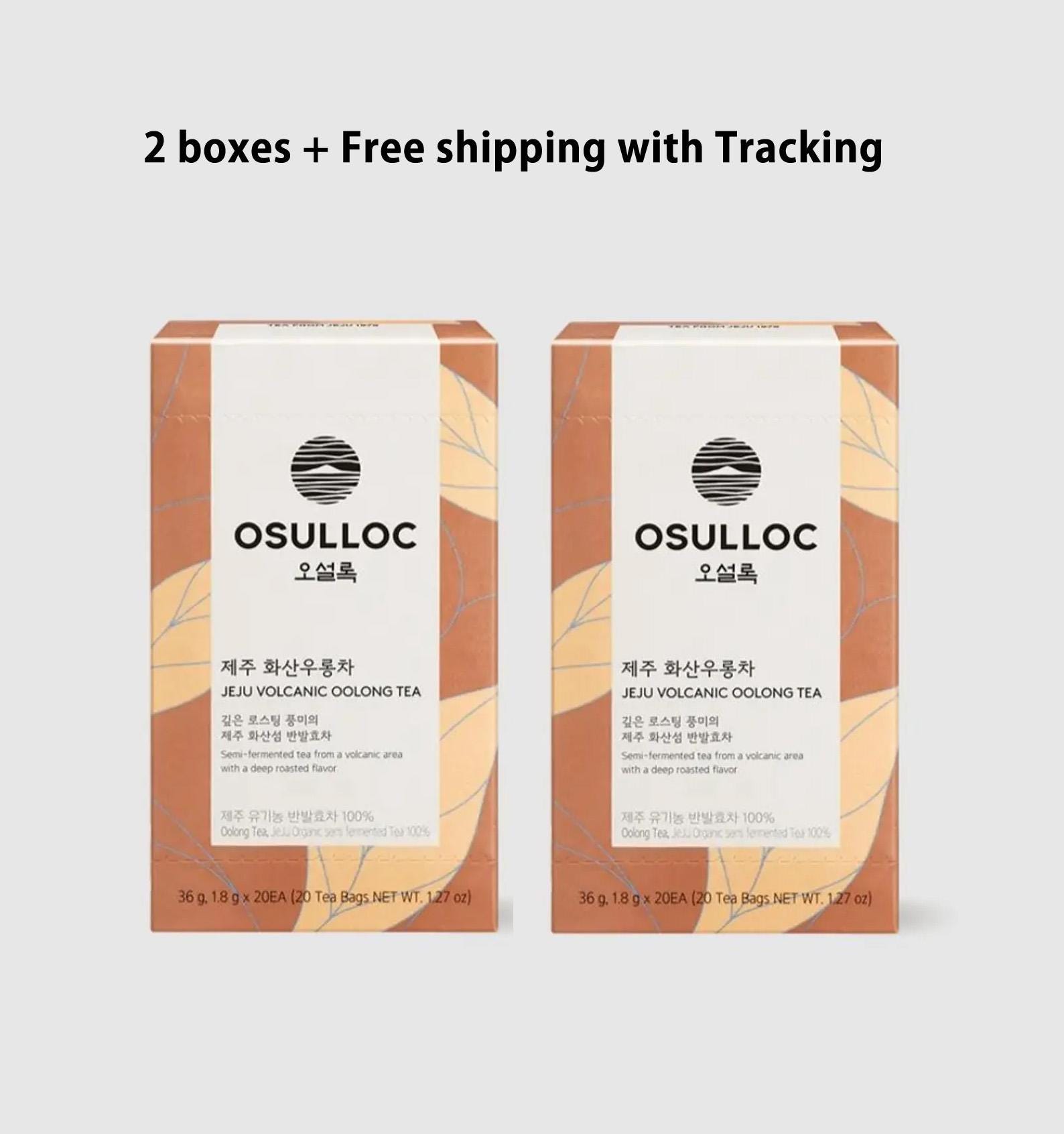 2 boxes OSULLOC Jeju Volcanic Oolong Tea (Deep roasting flavor), Premium Blended Tea from Jeju, Tea Bag Series 20 count, 1.06 oz, 30g