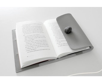 Korean Faux Leather Book Cover with Bookmark | Minimalist Privacy Sleeve