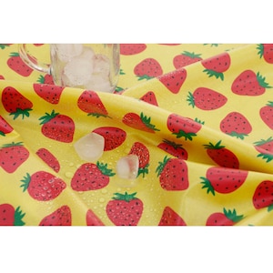 Soft Laminated Fabric Non-toxic TPU Coating safe for babies laminate Waterproof oilcloth BPA Free wide 43"_strawberry