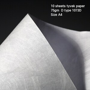 Tyvek Bogen 75gsm D type/1073D - Packung mit 10/100 Bogen Tyvek Papier Größe A4