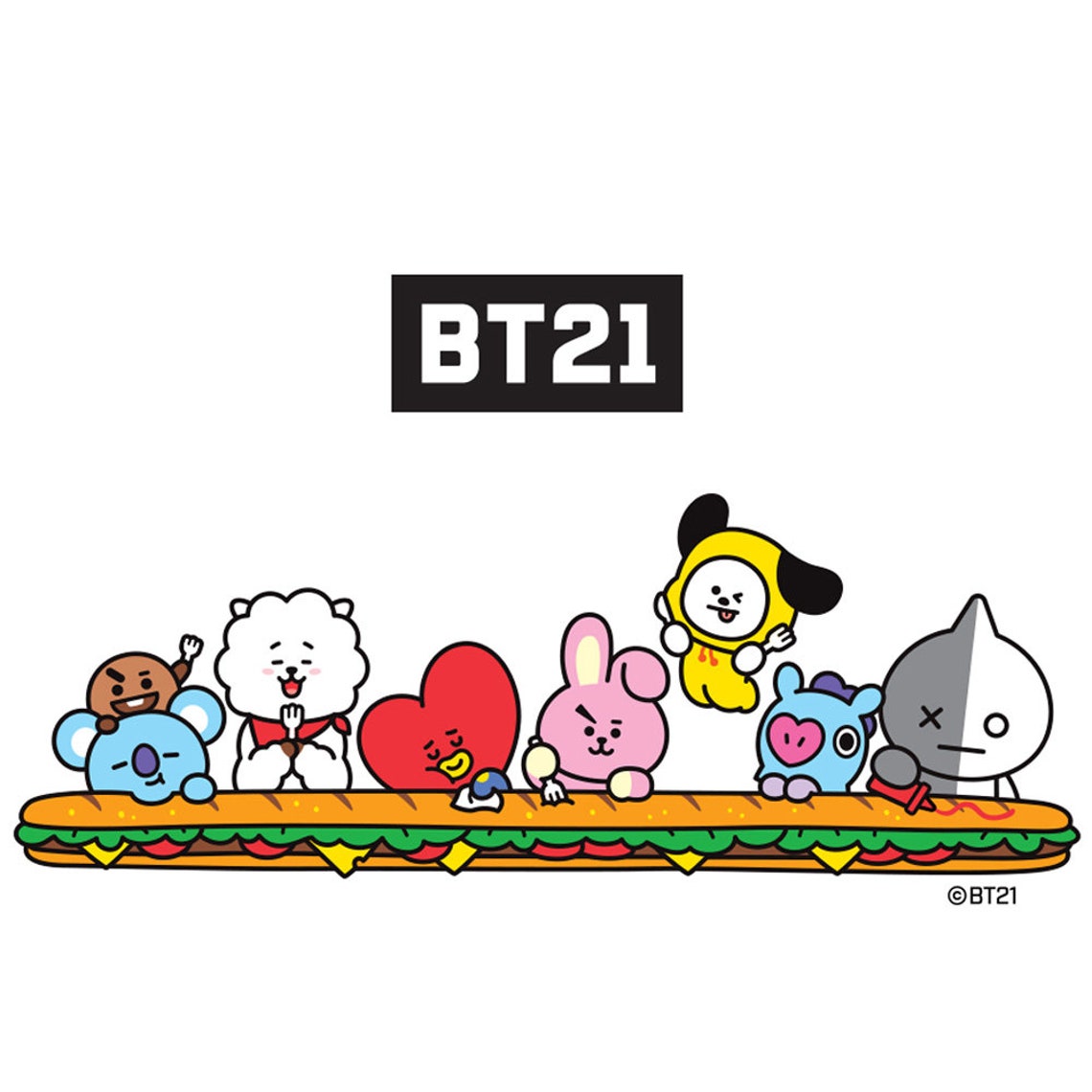 Bts Character BT21 Koya Chimmy RJ Shooky Mang Tata Cooky BT21 | Etsy