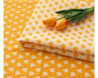 Waterproof Laminated Cotton Fabric with Yellow Chick Print