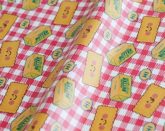 Food Print Waterproof Cotton Fabric – Snacktown Series, 43" Wide