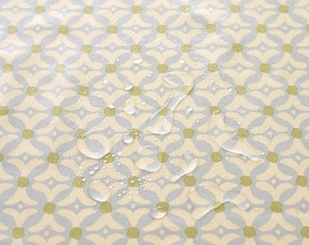 Tecido de algodão coreano impermeável, estampa listrada com nós em laminado TPU, 109 cm de largura