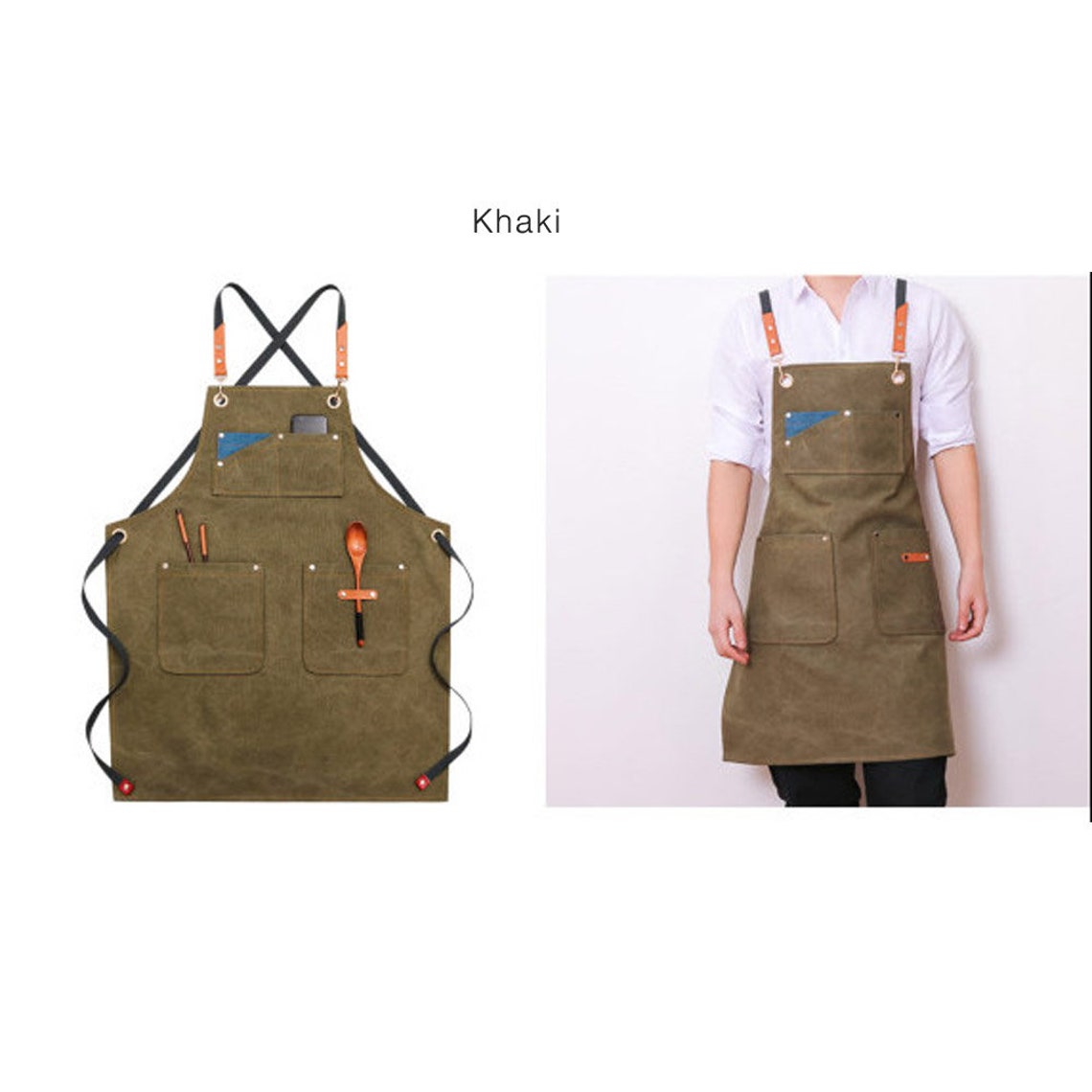 Waterproof Canvas Apron With Pockets Cross Back Adjustable for Etsy
