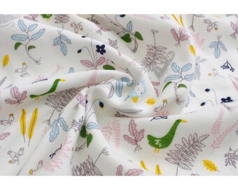 Tissu gaze de coton en bambou floral, tissu pour bébé triple couche par mètre