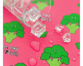 Waterproof Polyester Fabric – Pink Broccoli Print, Korean Quality