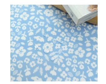 Laminated Cotton Fabric: Blue Floral Waterproof Coated Cotton, Upholstery Tablecloth