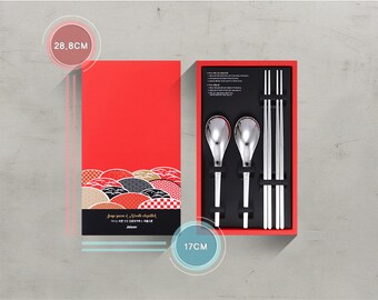 Balwoo [5 set] [Made in Korea] Sticky coreano stile riso cucchiaio bacchette set 430 in acciaio inox cucchiaio zuppa ramen noodle bacchette posate (la Via Lattea