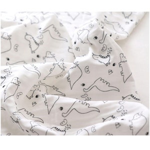 Cotton Gauze Fabric, Triple layers, Cotton Gauze, Fabric by the yard,  Korean Gauze, 3-layers Baby Blanket, Sewing _Dinosaur_ILP00000VD