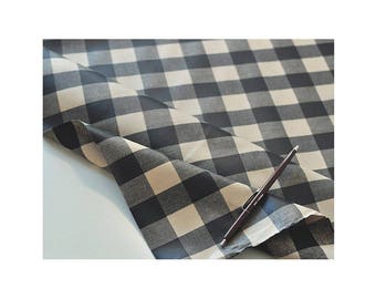 Stratifié recouvert coton tissu pour couture toile cirée en stratifié tablecloth_3cm noir Check_IL295